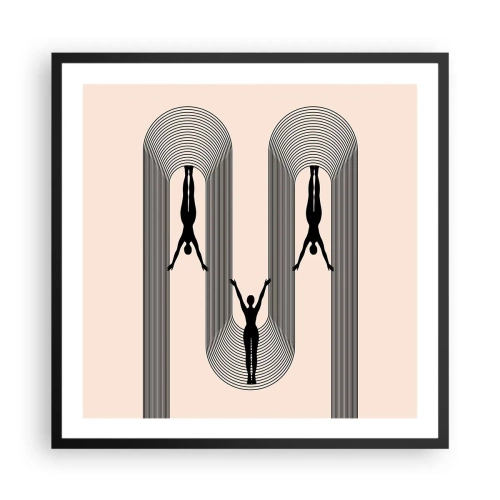 Poster in een zwarte lijst - Op zijn kop - 60x60 cm