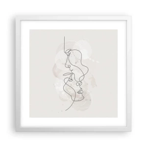 Poster in een witte lijst - Verstrikt in een omhelzing - 40x40 cm
