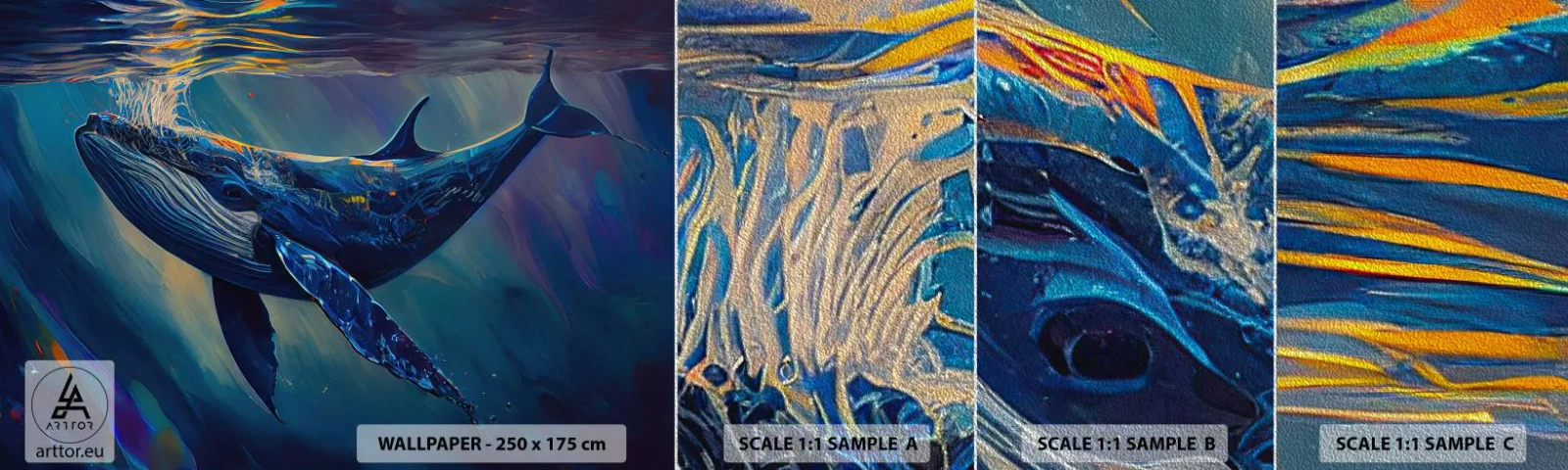 Fotobehang Monster Premium Sand - Welkom in mijn wereld - Walvis, Oceaan, Onderwater - 100x30 cm