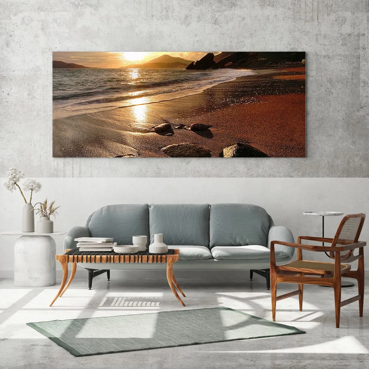 Schilderen op glas - Volg de zon naar de heuvels - 90x30 cm