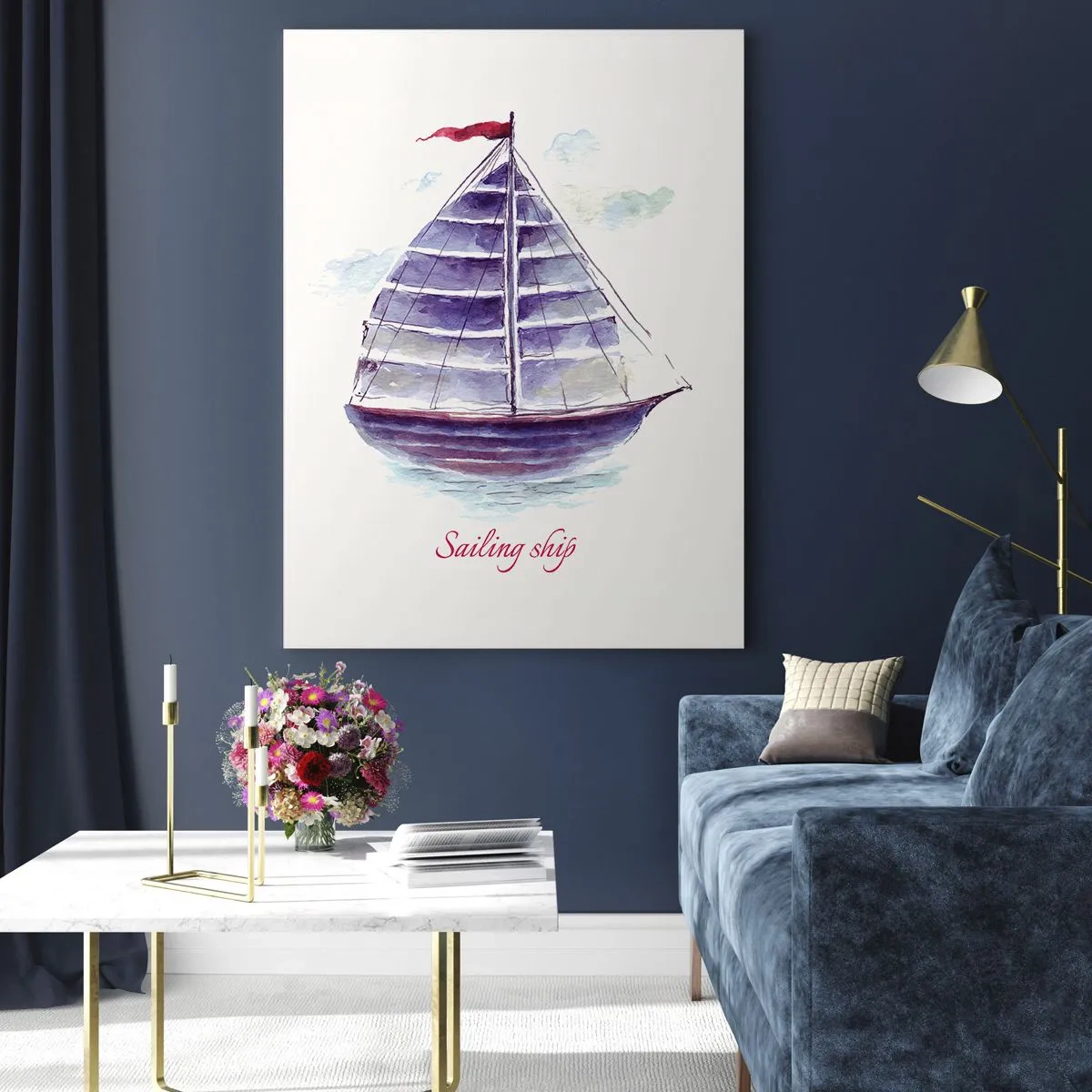Schilderen op glas - Volle zeilen en rustig water - 50x70 cm