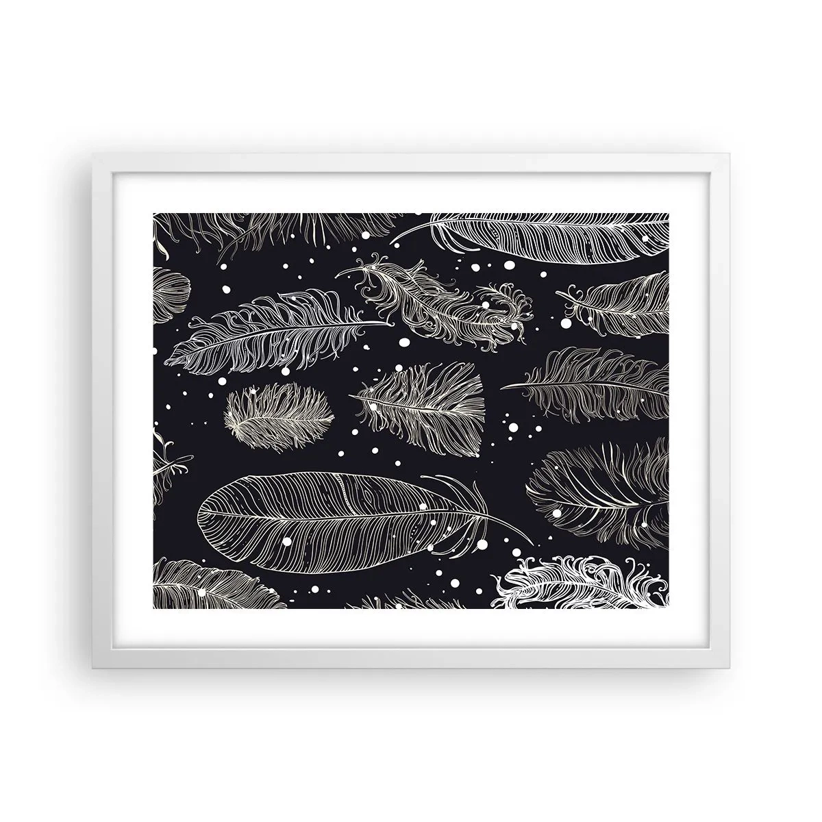 Poster in een witte lijst - Gevederde kant - 50x40 cm