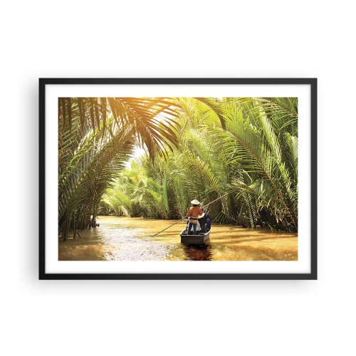 Poster in een zwarte lijst - Een palmravijn langs - 70x50 cm