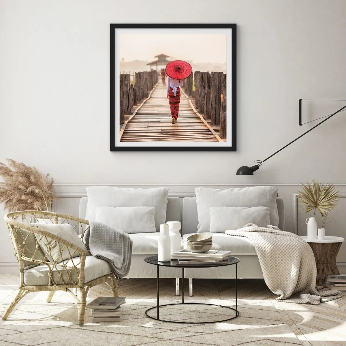 Poster in een zwarte lijst - Op de oude brug - 30x30 cm