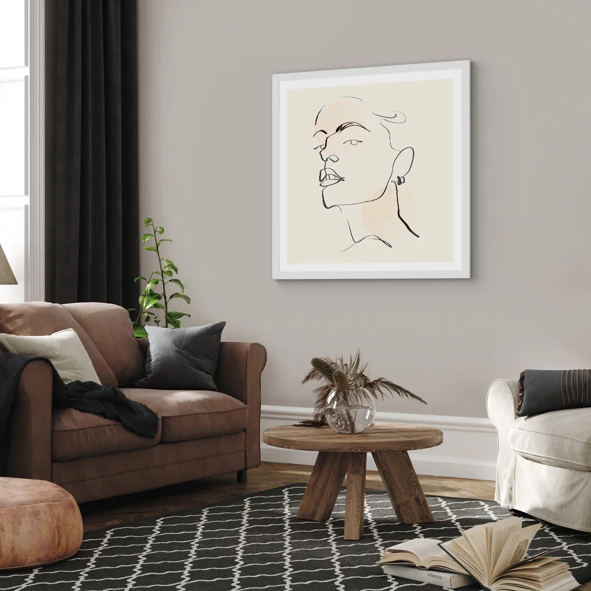 Poster in een witte lijst - Een trotse blik - 50x50 cm