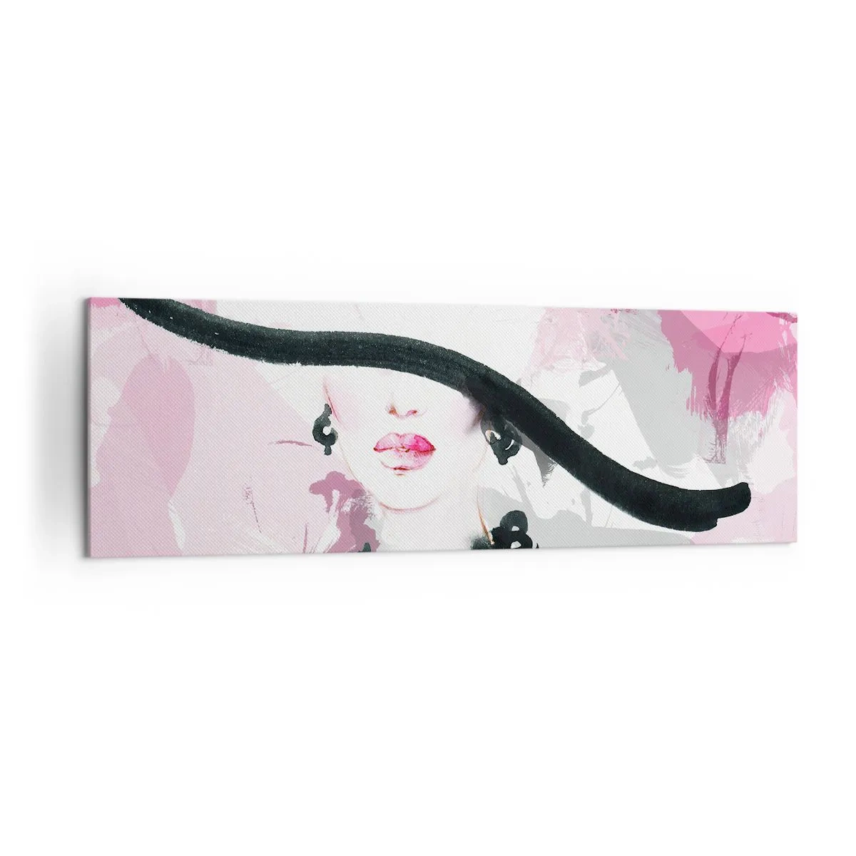 Schilderen op canvas - Portret van een dame in zwart en roze - 160x50 cm