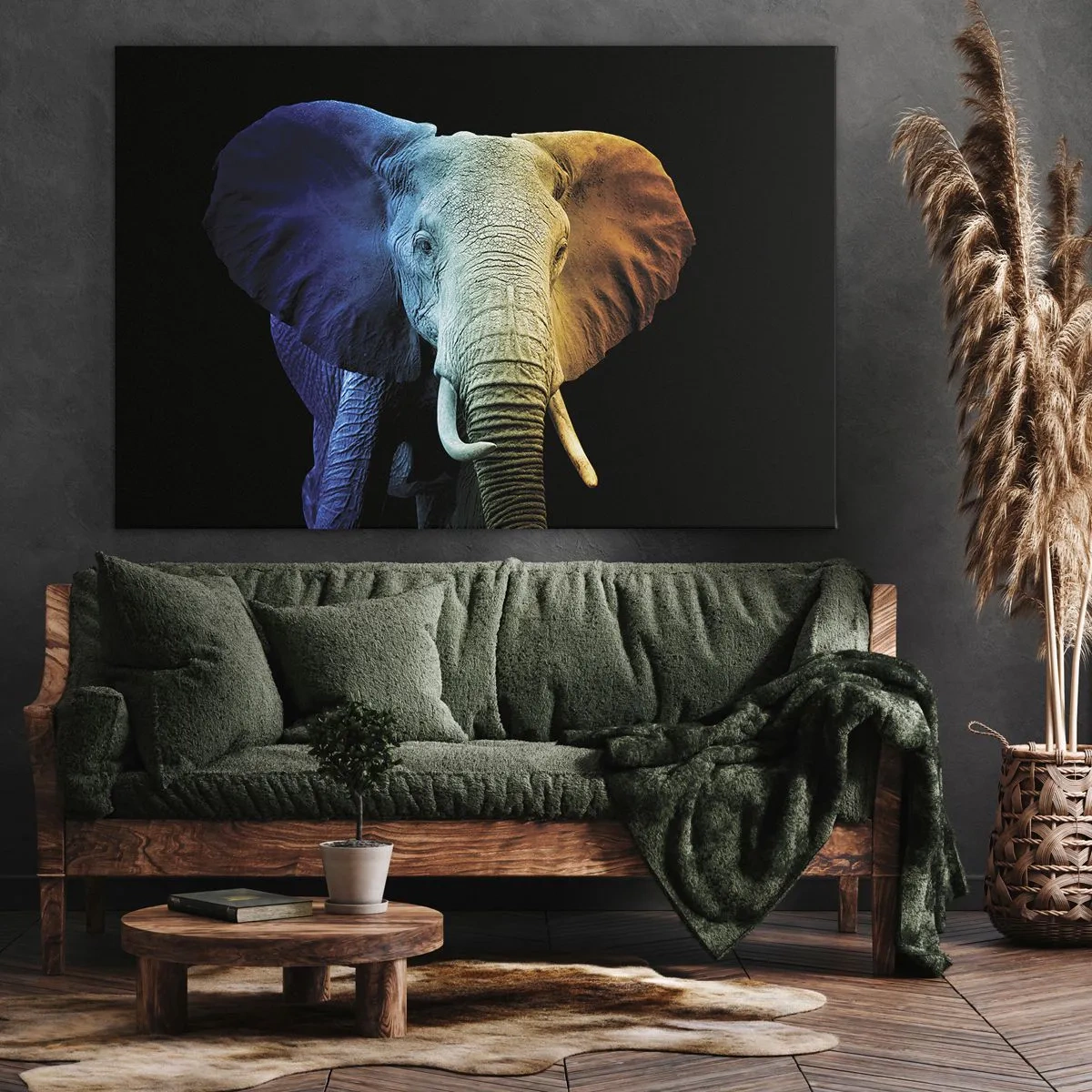 Schilderen op canvas - Olifantenportret in regenboogkleuren - 70x50cm - Excentriek, niet raar - Moderne wanddecoratie voor woonkamer en slaapkamer ARTTOR