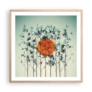 Een poster in een licht eiken lijst - Japanse zon - 60x60 cm
