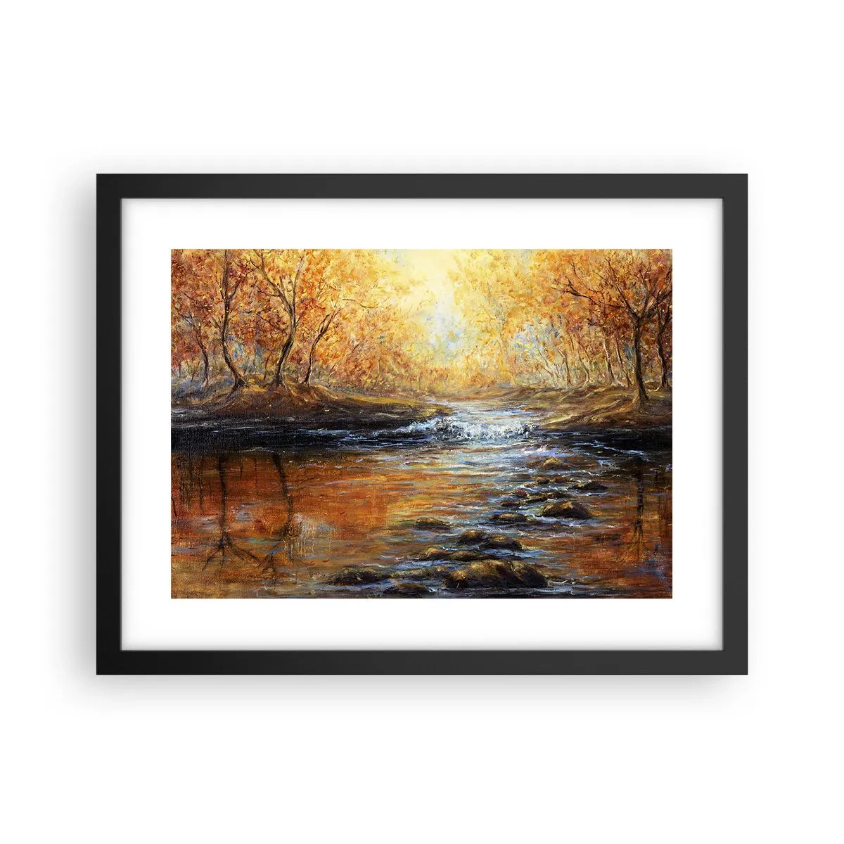 Poster in een zwarte lijst - De gouden stroom - 40x30 cm