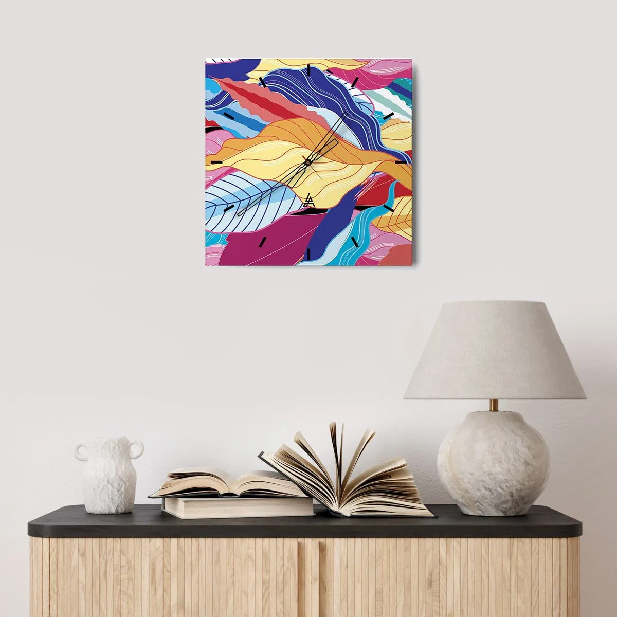 Wandklok - Klok - Een kleurrijke puinhoop - 40x40 cm