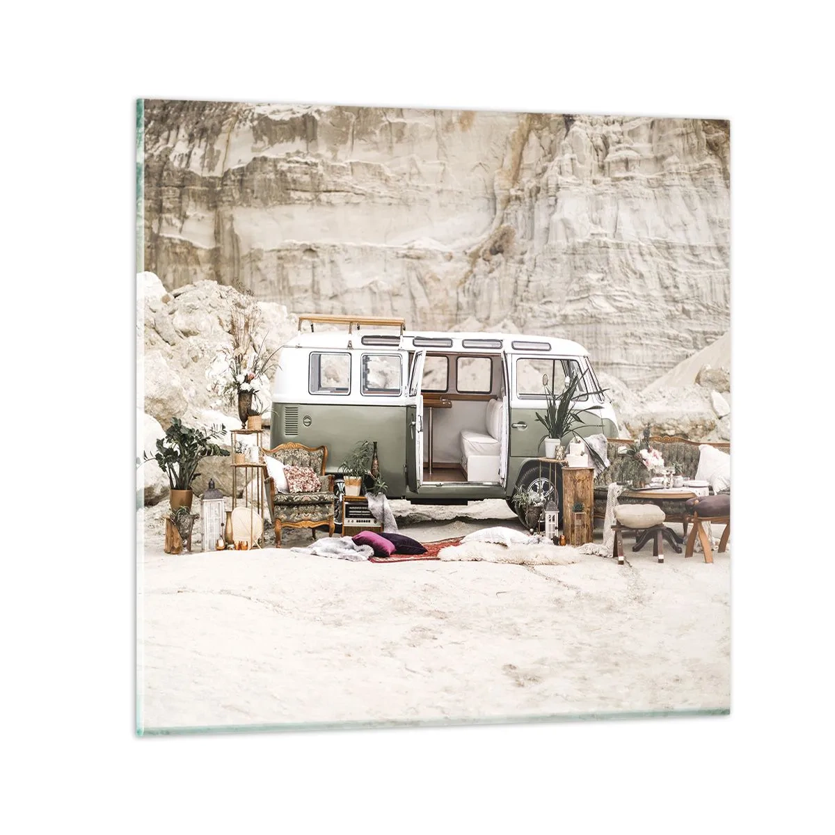 Schilderen op glas - Er is de tijd om aan de reis te beginnen - 60x60 cm