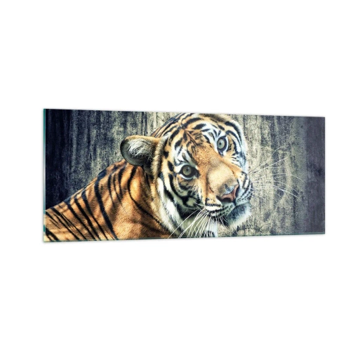 Schilderen op glas - Portret in stromen van licht - 100x40 cm