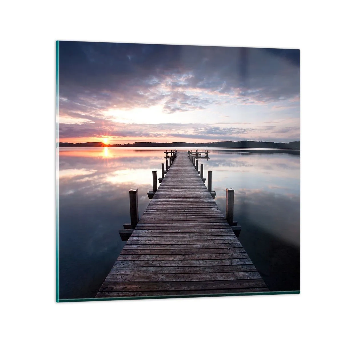 Schilderen op glas - Een rustige grens tussen dag en nacht - 70x70 cm