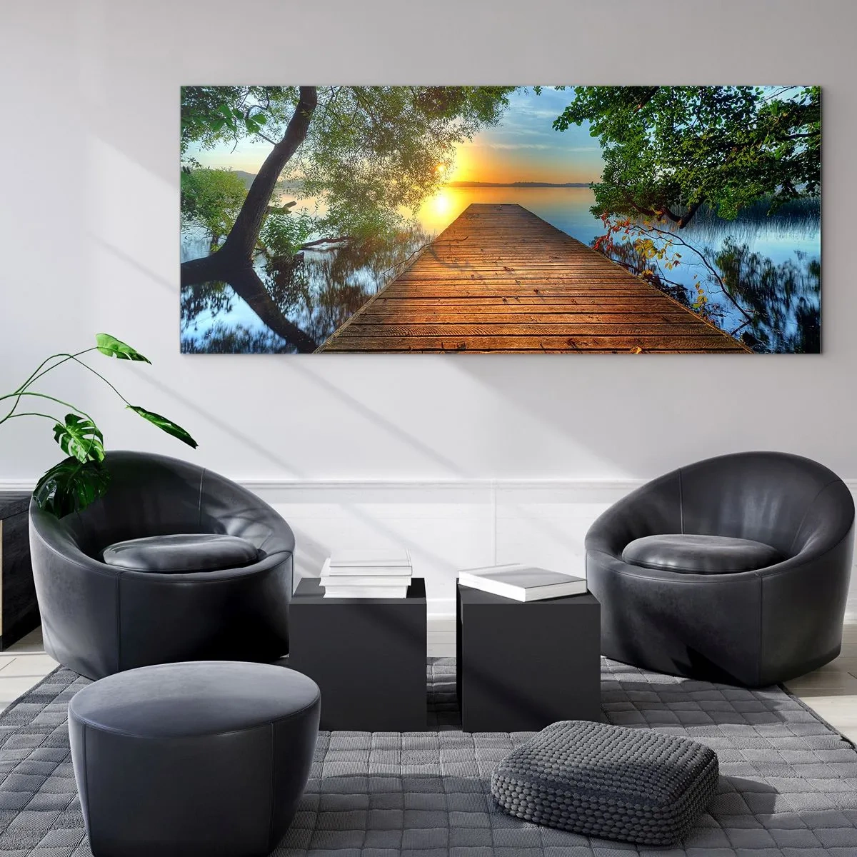 Schilderen op glas - Neem de tijd, ga zitten - 140x50 cm