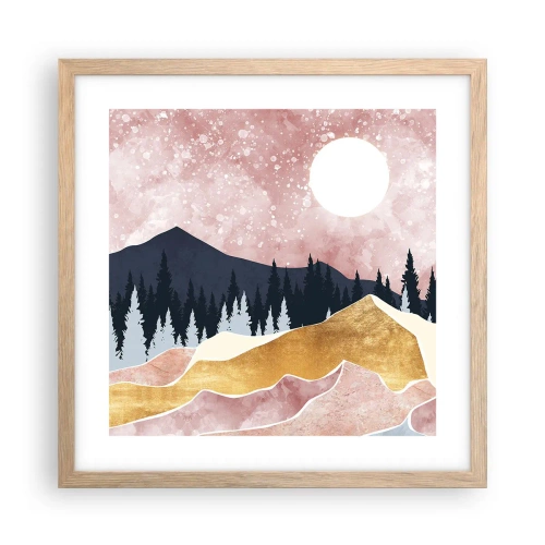 Een poster in een licht eiken lijst - Nachtwacht - 40x40 cm