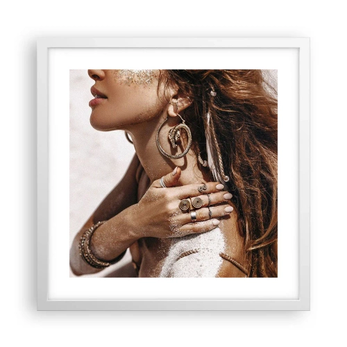 Poster in een witte lijst - Koningin van het wilde strand - 40x40 cm