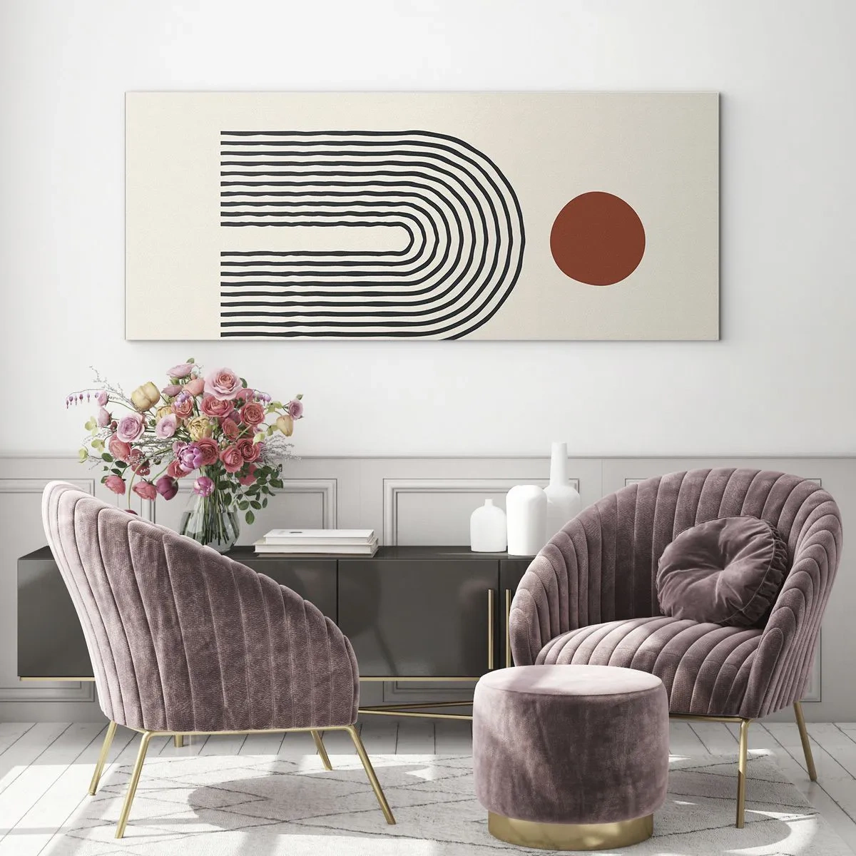 Schilderen op glas - Magnetisme van vormen en kleuren - 120x50 cm