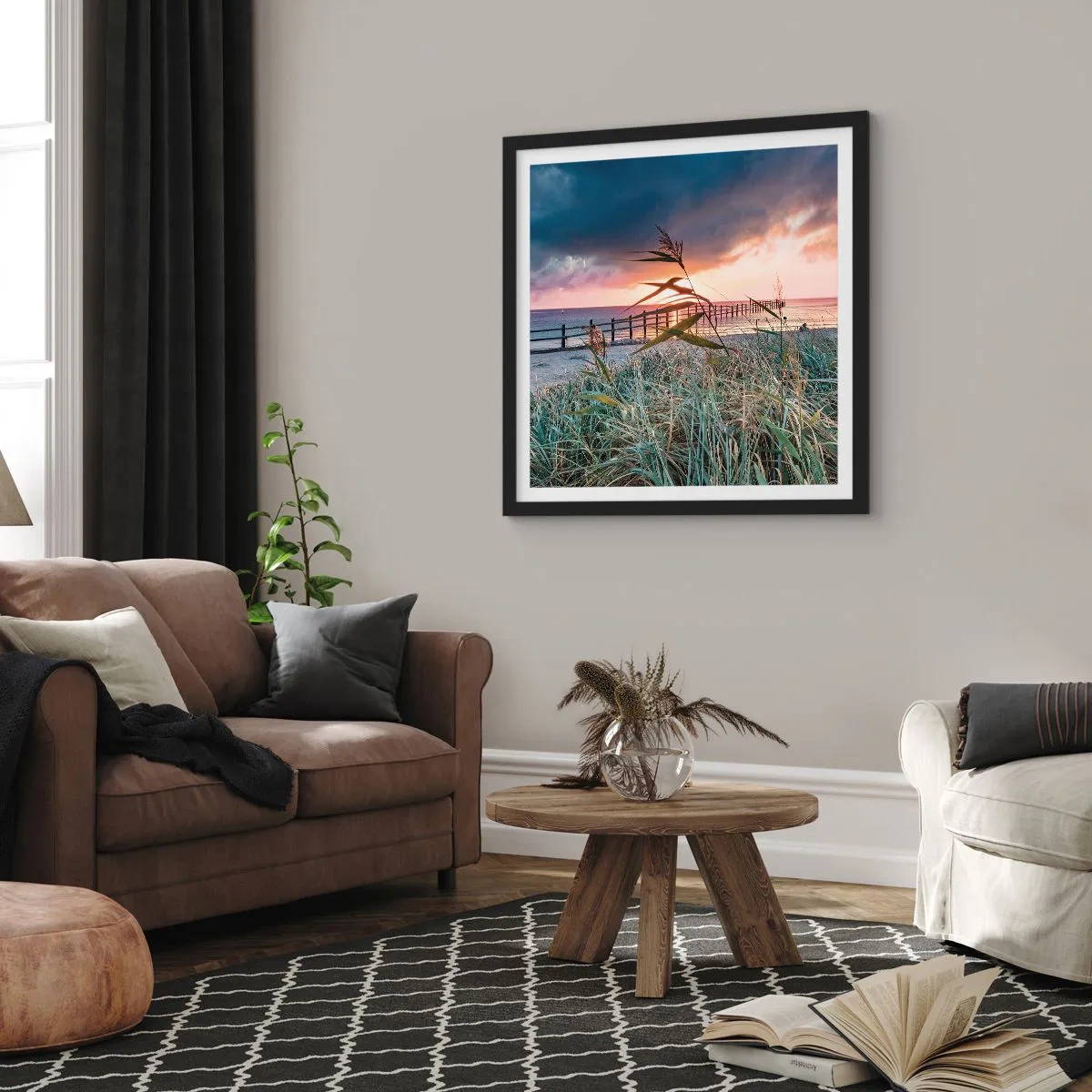 Poster in een zwarte lijst - Het gaat niet met de wind mee - 30x30 cm