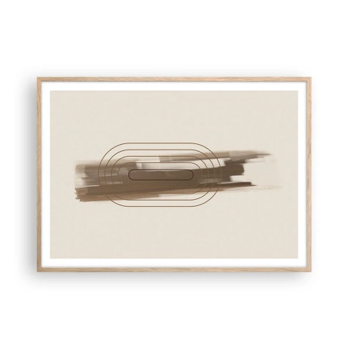 Een poster in een licht eiken lijst - Een briesje grijs - 100x70 cm