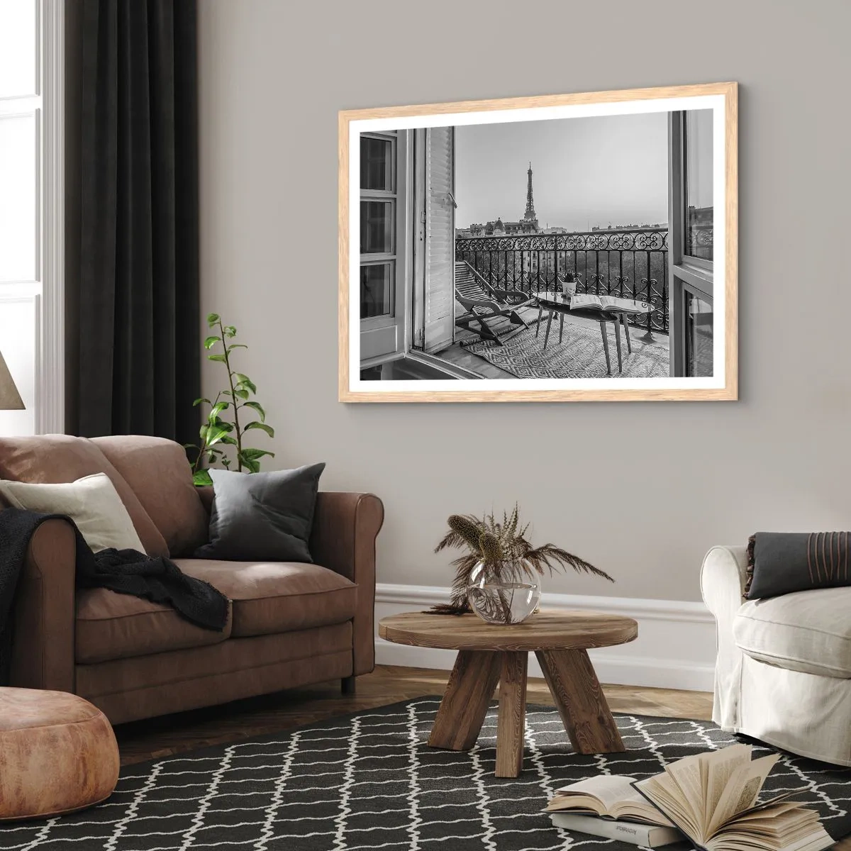 Een poster in een licht eiken lijst - Parijs' namiddag - 91x61 cm