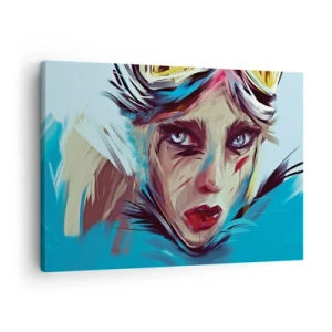 Schilderen op canvas - Portret van een vrouw in dynamische kleuren en een abstracte stijl - 70x50cm - Straatvechter - Moderne wanddecoratie voor woonkamer en slaapkamer ARTTOR