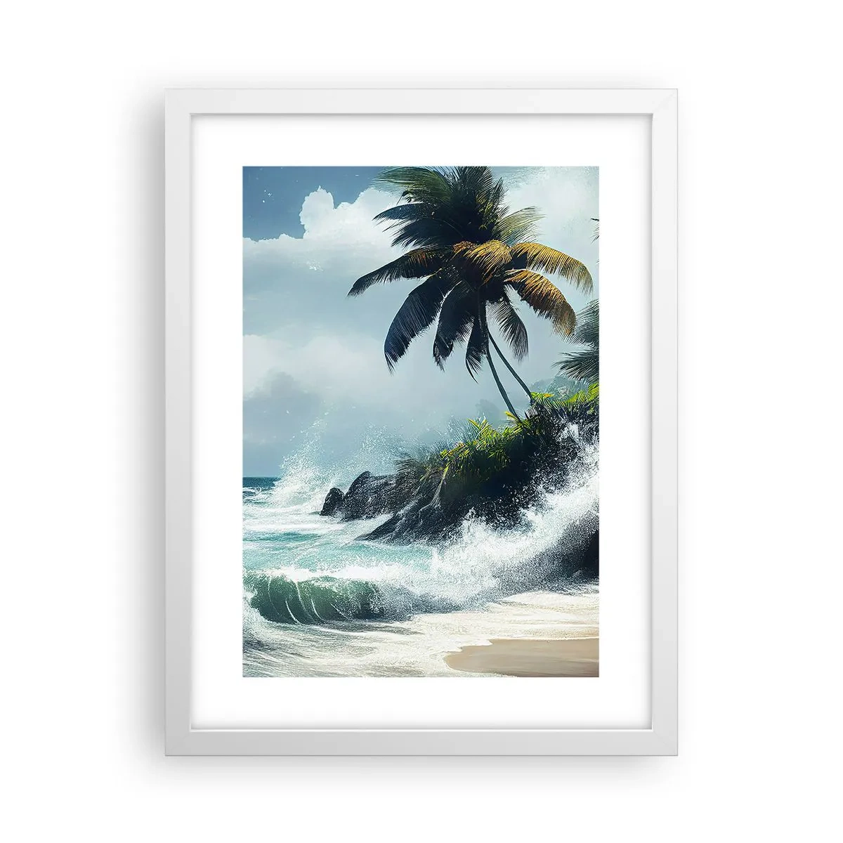 Poster in een witte lijst - Op een tropische kust - 30x40 cm