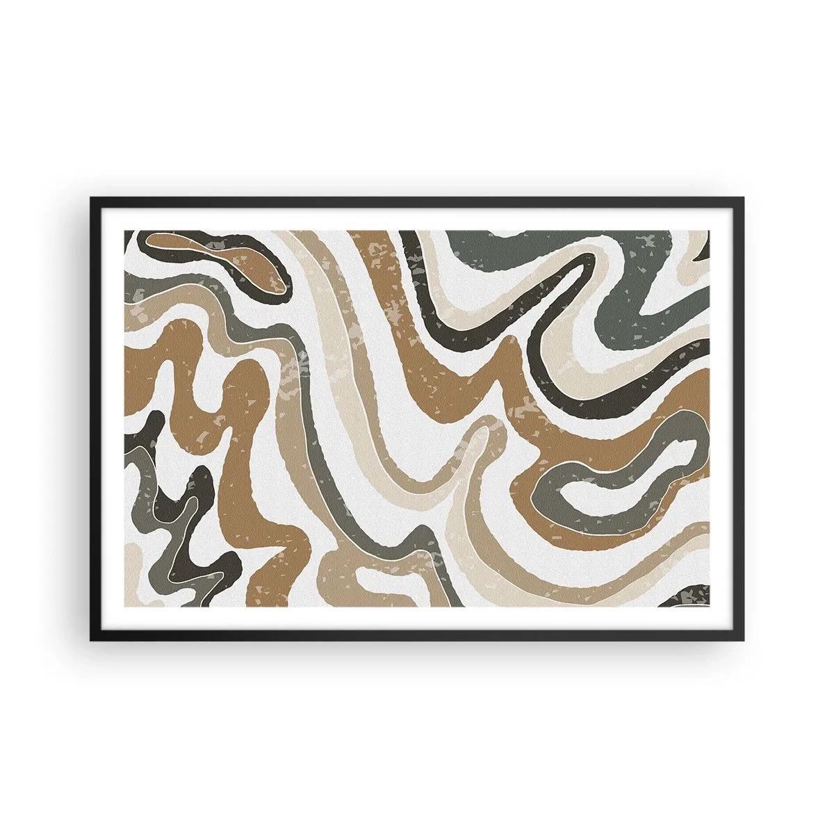 Poster in een zwarte lijst - Meanders van aardekleuren - 91x61 cm