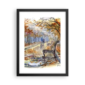 Poster in een zwarte lijst - Samen wandelen in de herfst - 30x40 cm