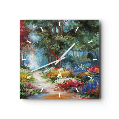 Wandklok - Klok - Bostuin, bloemenbos - 30x30 cm