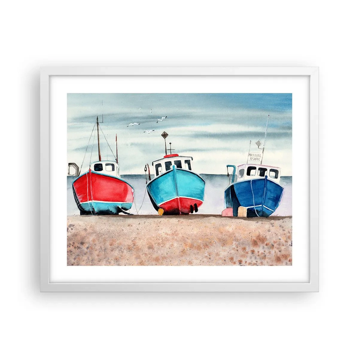 Poster in een witte lijst - Klaar om te vissen - 50x40 cm