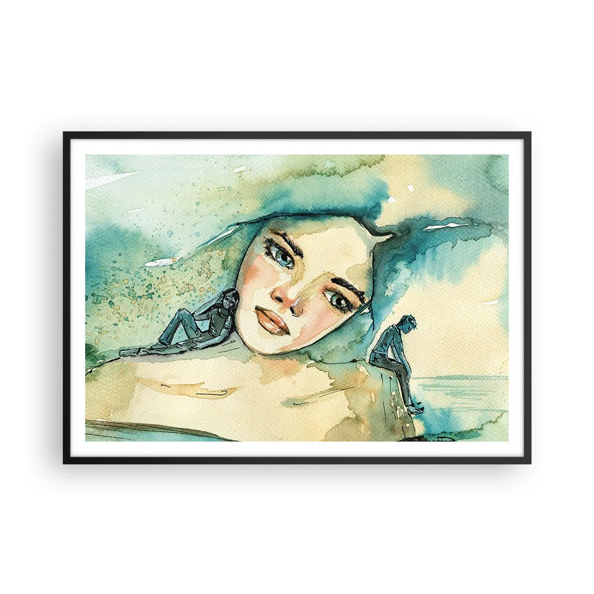 Poster in een zwarte lijst - Ben ik blauw? - 100x70 cm