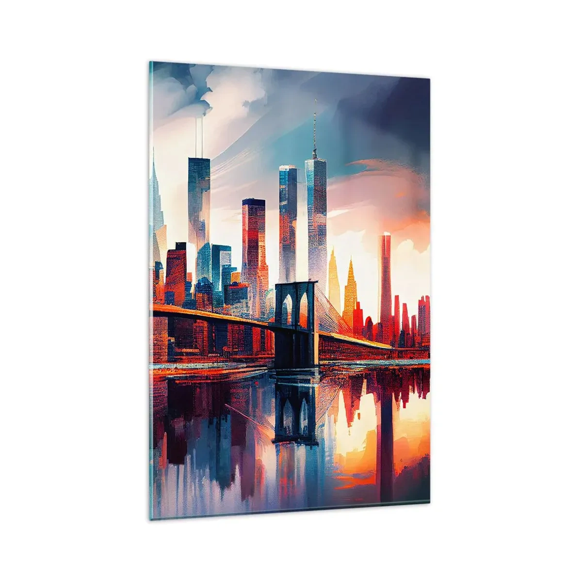 Schilderen op glas - Een droomachtig New York - 80x120 cm