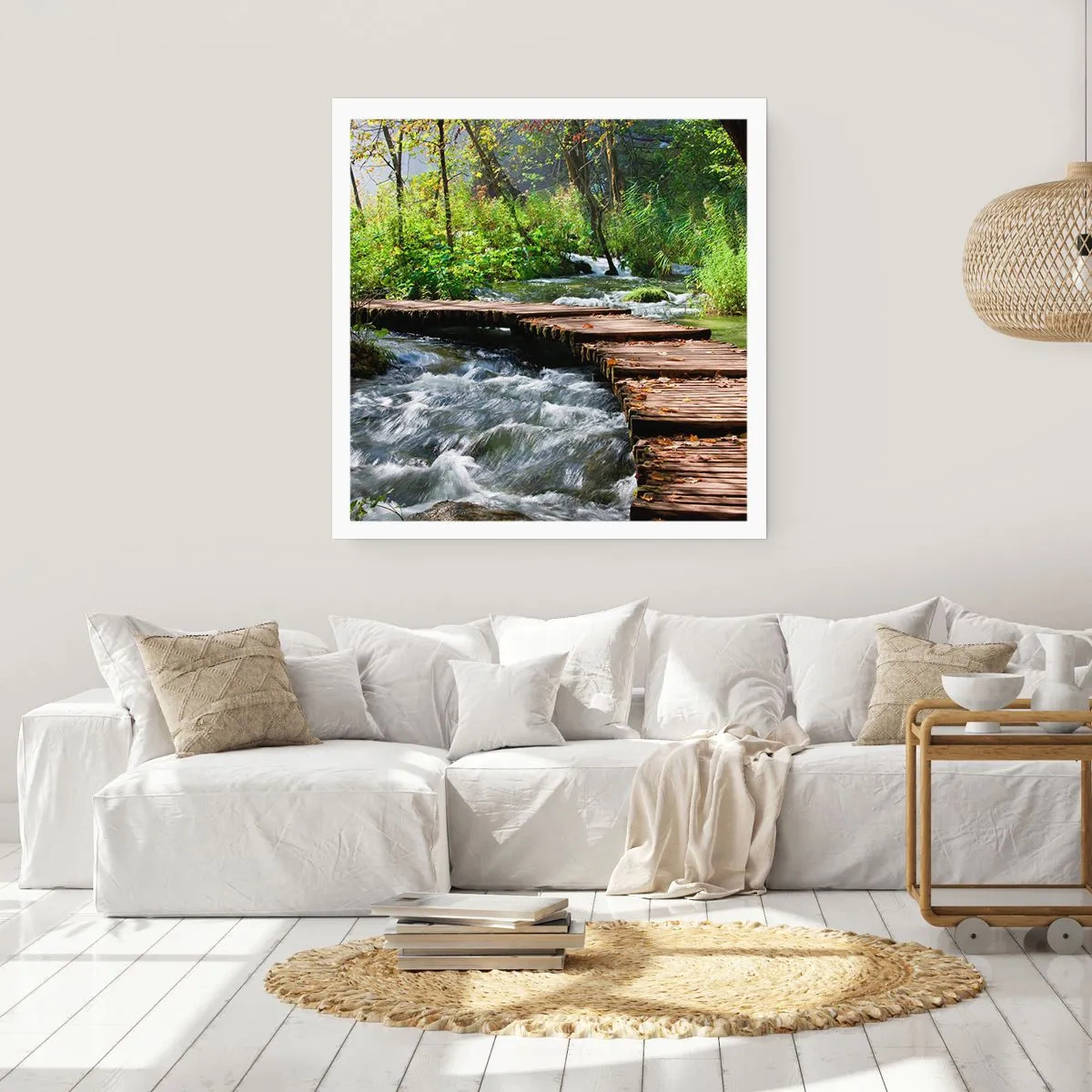 Poster - Boven de schuimige waterval - 40x40 cm