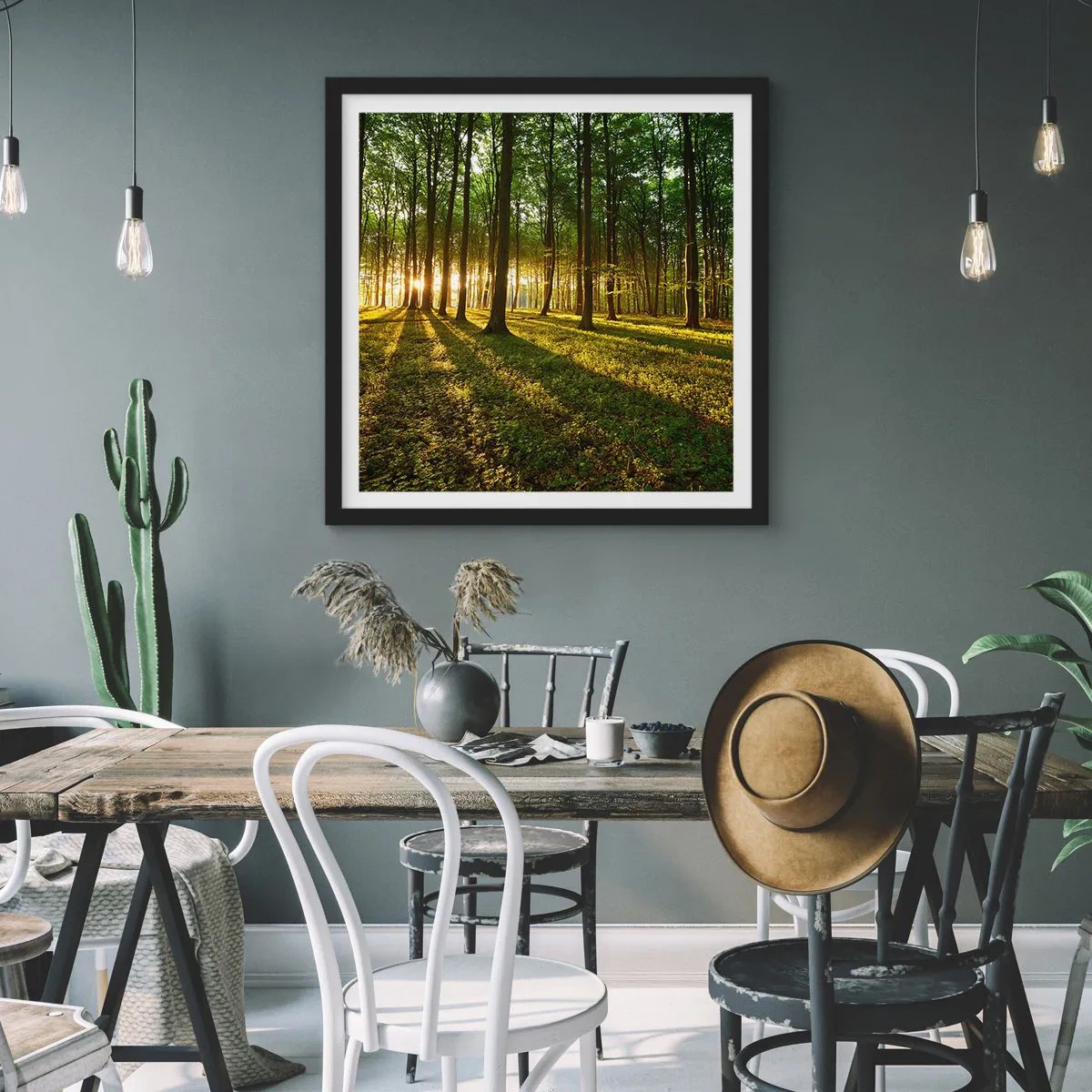 Poster in een zwarte lijst - Foto van de hele lente - 30x30 cm