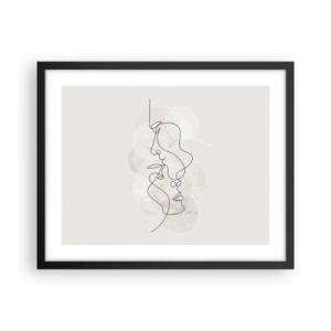 Poster in een zwarte lijst - Verstrikt in een omhelzing - 50x40 cm