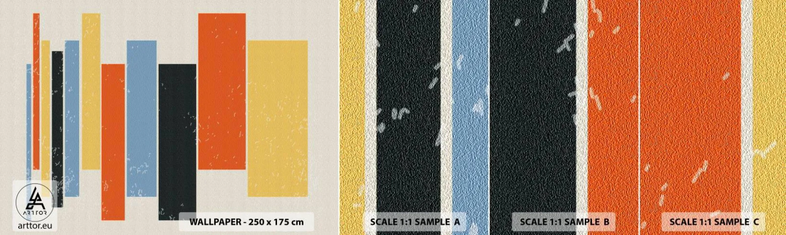 Fotobehang Staaltje Standard Eco - Muzieknotatie - Minimalisme, Rechthoeken, Vormen - 100x30 cm