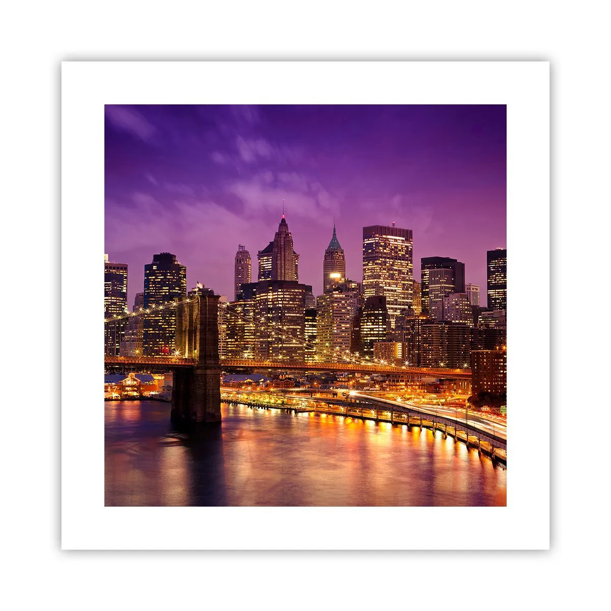 Poster - Violet-goud Manhattan - 40x40 cm