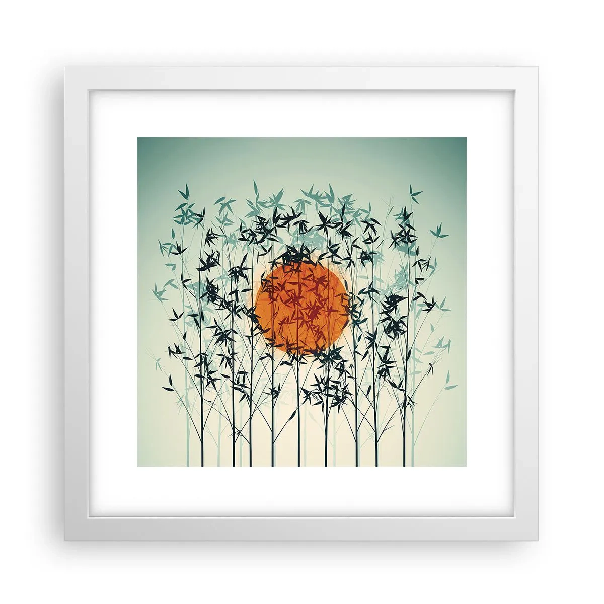 Poster in een witte lijst - Japanse zon - 30x30 cm