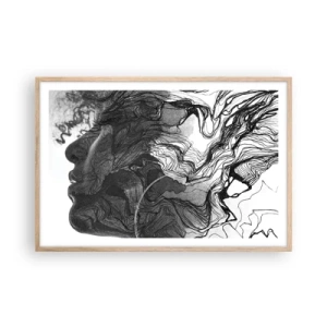 Een poster in een licht eiken lijst - Verstrikt in dromen - 91x61 cm