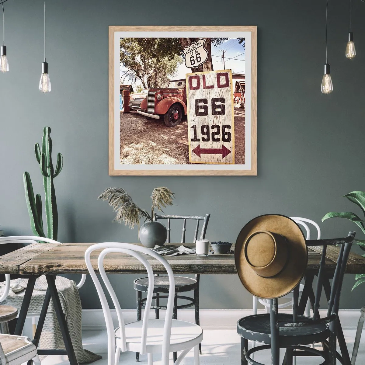 Een poster in een licht eiken lijst - Een legende van de Amerikaanse provincie - 50x50 cm