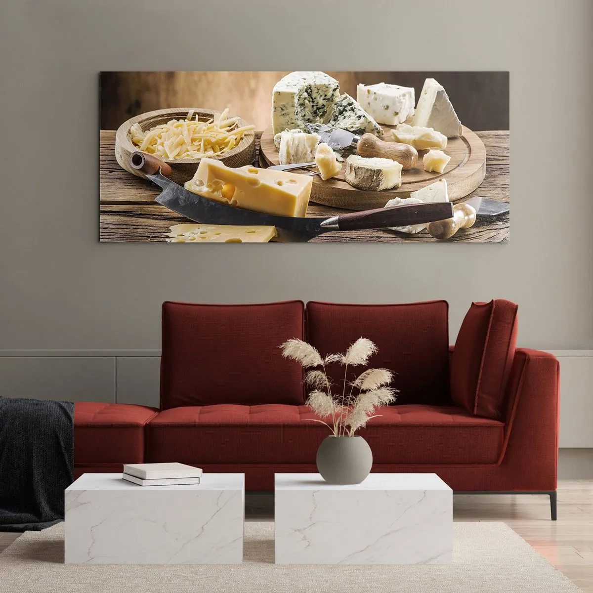 Schilderen op glas - Glimlach naar de kaas - 140x50 cm