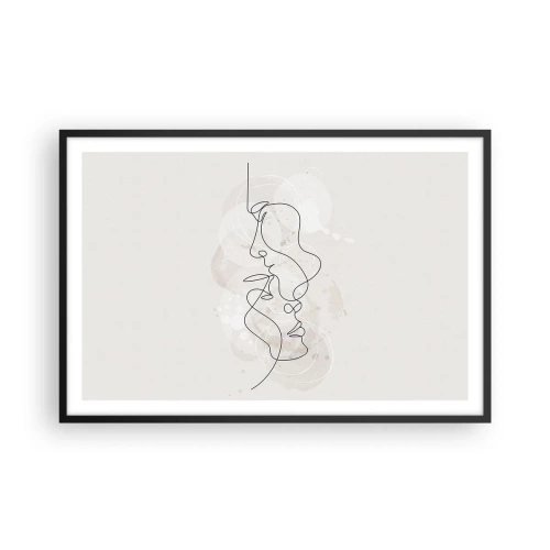 Poster in een zwarte lijst - Verstrikt in een omhelzing - 91x61 cm