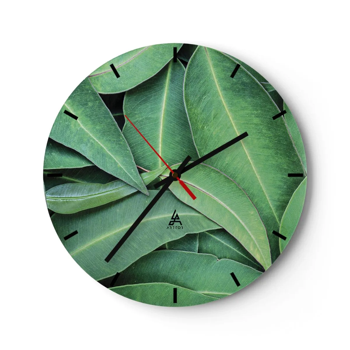 Wandklok - Klok - Sappige groene bladeren in een macro-opname - 30x30cm - Sappig en fris - Moderne wanddecoratie voor woonkamer, keuken en slaapkamer ARTTOR