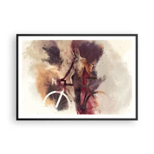 Poster in een zwarte lijst - Een fietsziel in marmeren vormen - 100x70 cm
