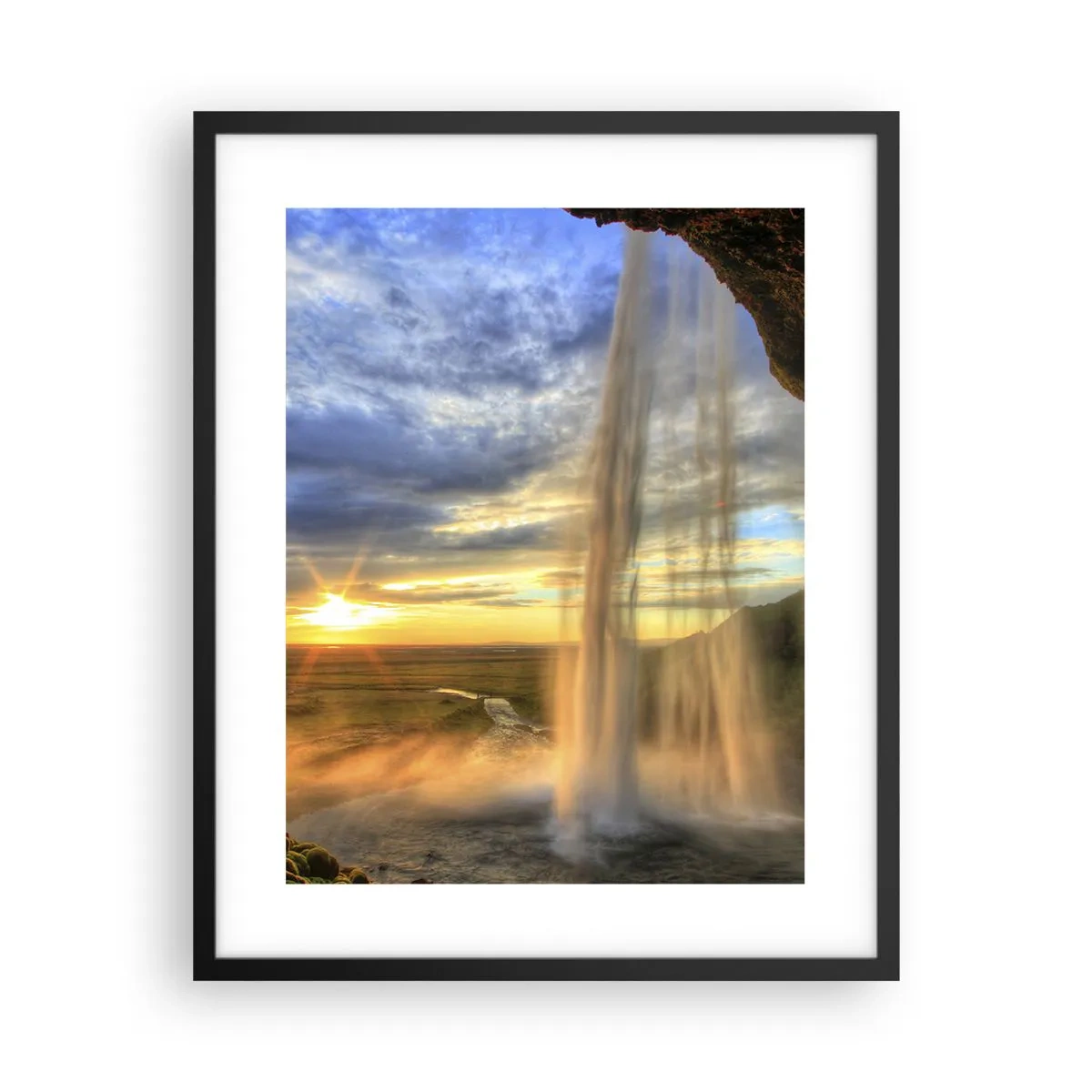 Poster in een zwarte lijst - De wereld achter een sluier van druppels - 40x50 cm