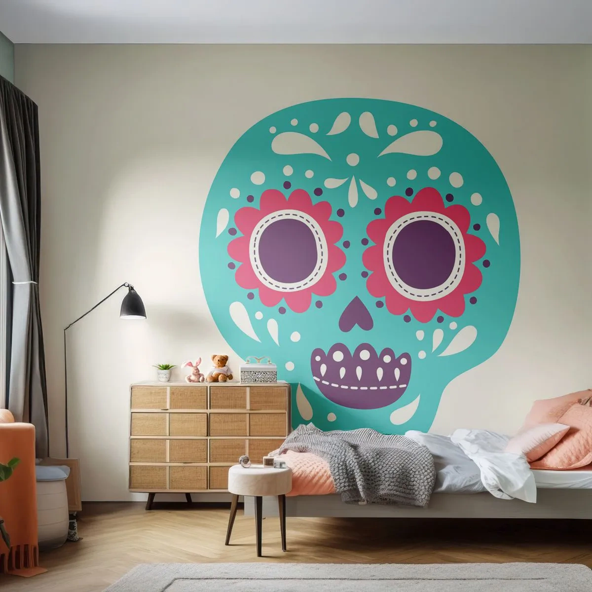 Zelfklevend Fotobehang Deluxe Sticker - Leven – plezier tot de dood - Schedel, Mexico, Mexicaans - 350x256 cm