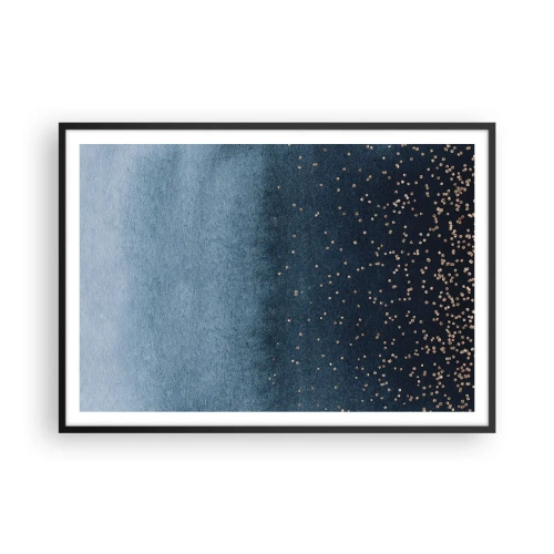 Poster in een zwarte lijst - Samenstelling - blauwe fasen - 100x70 cm