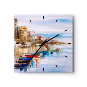 Wandklok - Klok - Een veelkleurig stedelijk toevluchtsoord - 40x40 cm