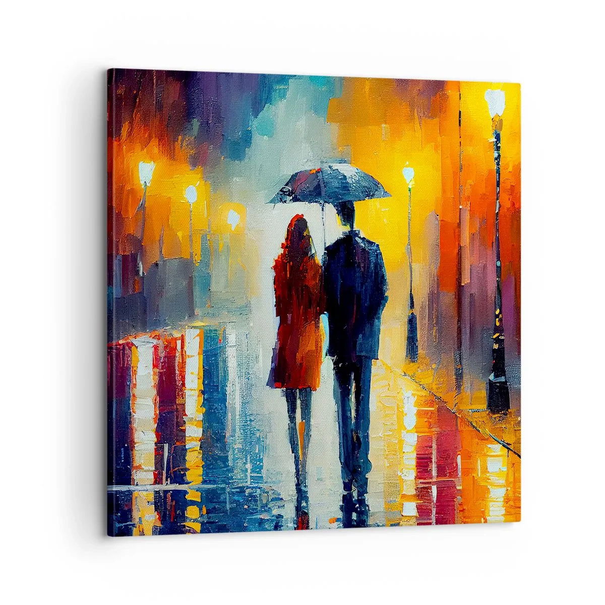 Schilderen op canvas - Samen – een kleurrijke nacht - 60x60 cm