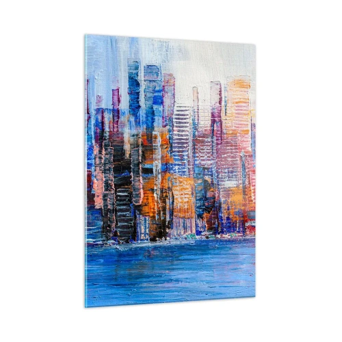 Schilderen op glas - Een vrolijke metropool - 50x70 cm